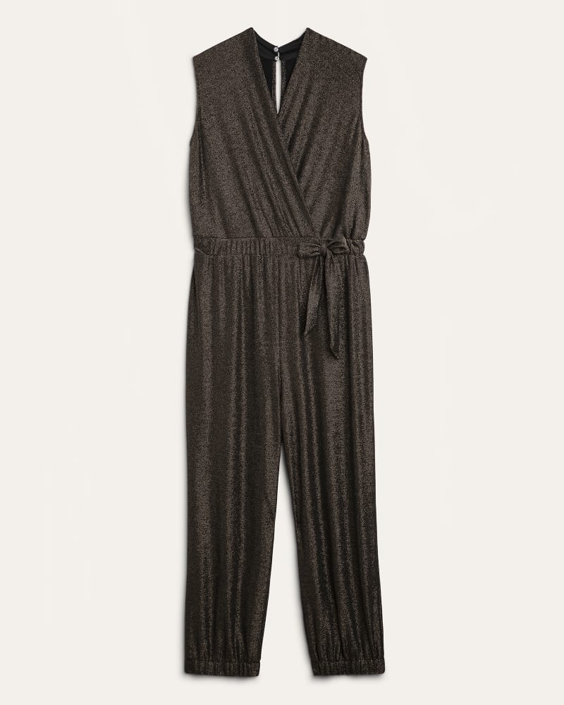 Front of plus size Marie Cap Sleeve Glitter Knit Jumpsuit by Sandra Darren | Dia&Co | dia_product_style_image_id:174799